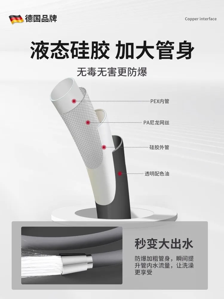 New 1pcs 1.5/2/3M Silicone Flexible Hose Bathroom Shower Tube Extension Tube Water Pipe Draw Tube Bathroom Accessories Oasis Select