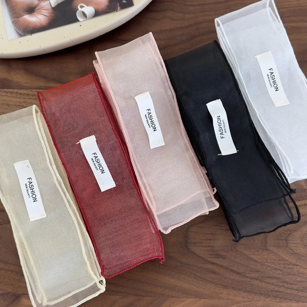 Decorative Solid Color Silk Scarf Y2K Thin Organza Headscarf Narrow Scarf Beach Oasis Select