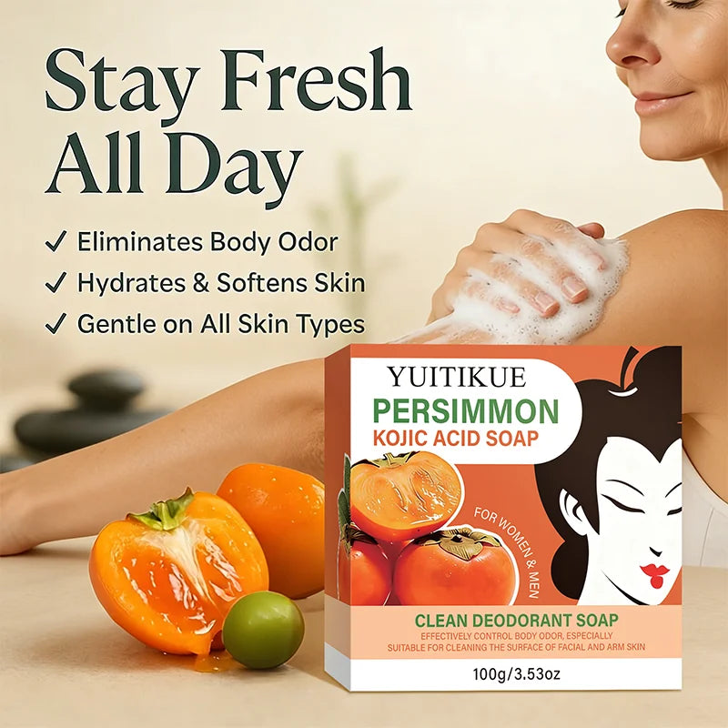 YUITIKUE Kojic Acid Deodorant Soap – Persimmon & Collagen 100g