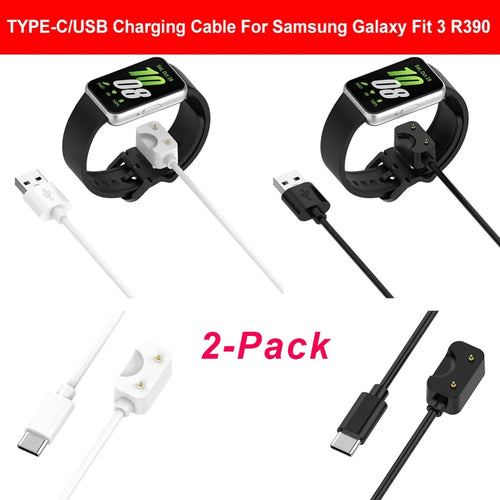 2-Pack Samsung Galaxy Watch Fit 3 USB-C Replacement Charger Smartwatch Charger Oasis Select