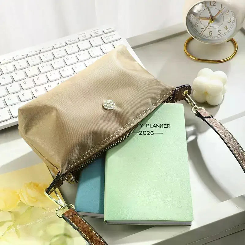 1pc A6 Size 2026 Daily Planner, Morandi Color Leather Calendar, 64 Sheets 128 Page Thin Weekly Calendar Book Oasis Select
