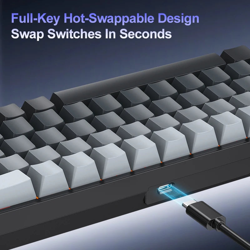 APAYADO A68 Hot-Swappable Mechanical Keyboard, 68-Key Compact, RGB Backlight, Blue/Red Switch Options, NKRO for Gaming Oasis Select