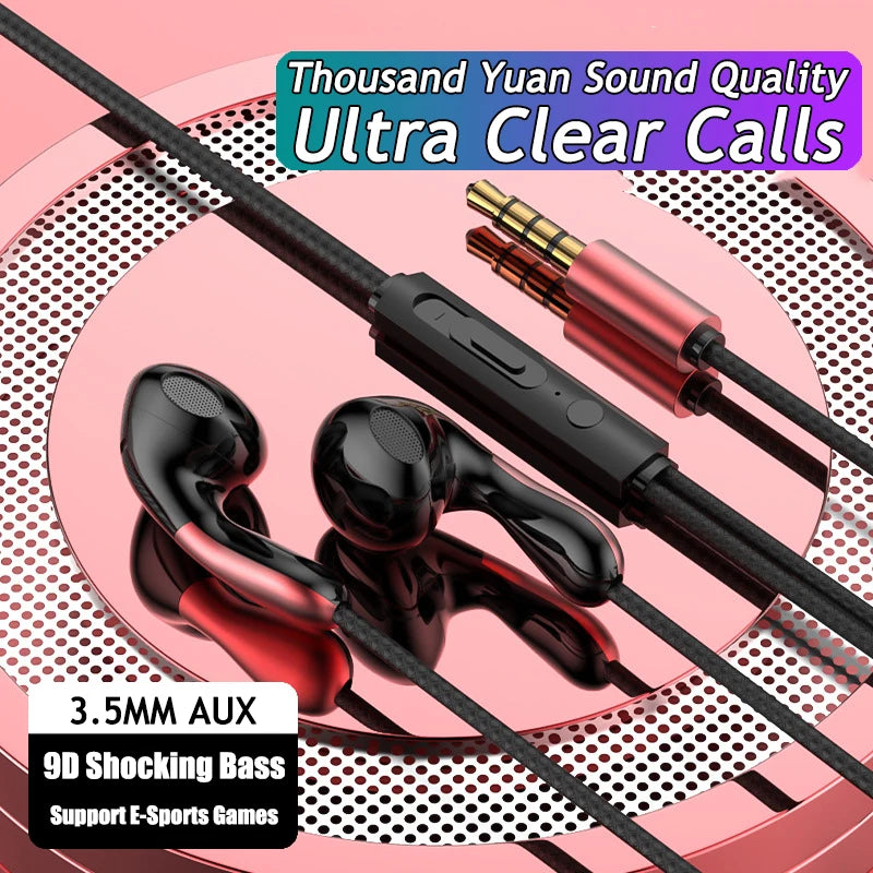 Wired Earphone 3.5mm AUX/Type C HiFi Surround Heavy Bass With MIC In-Ear Game Music Headsets For Samsung Huawei Xiaomi iPad PC Oasis Select 3.5MM AUX Red