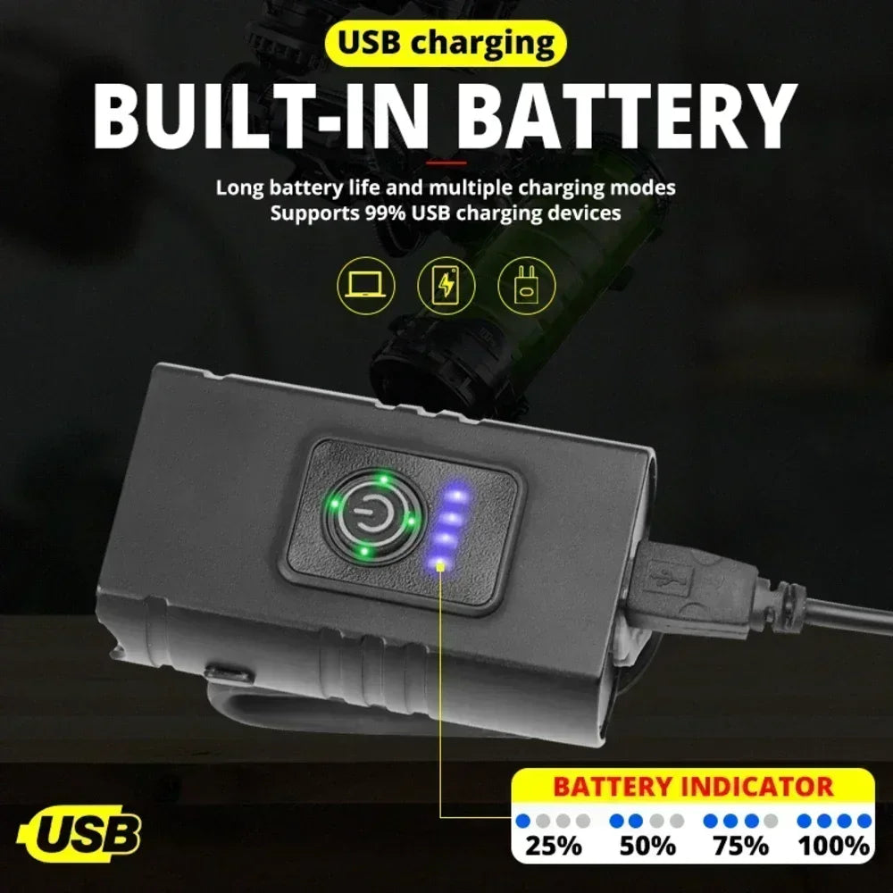 Powerful Bicycle Light Set with Digital Display Battery Indicator Bike Front Rear Light USB-C Rechargeable Waterproof Lantern Oasis Select