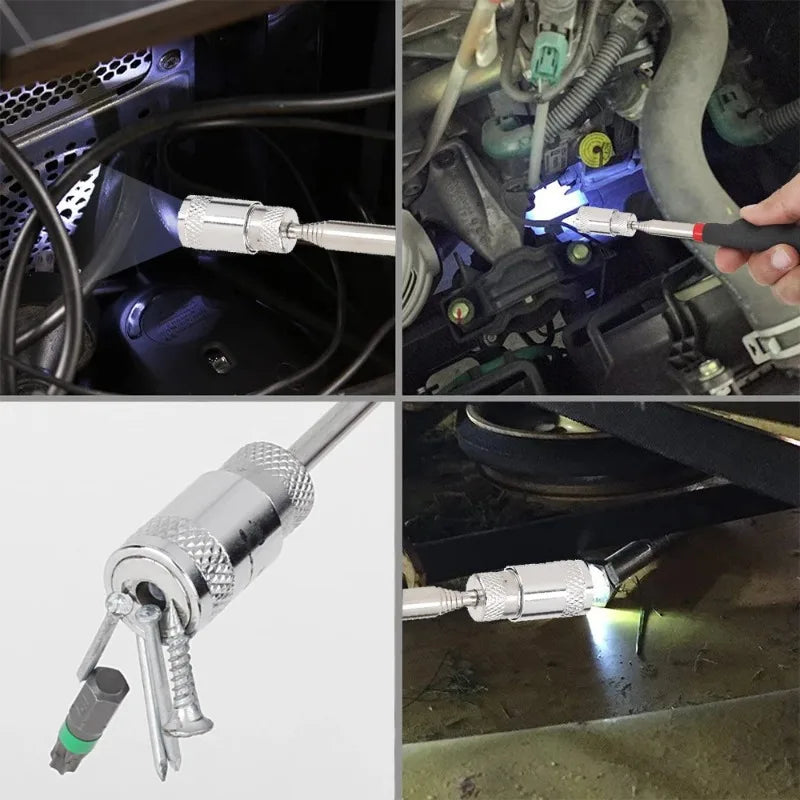 Car Mirror Portable Telescoping Flexible Head Inspection Mirror LED Light Adjustable 360 Degree Swivel Viewing Auto Hand Tools Oasis Select