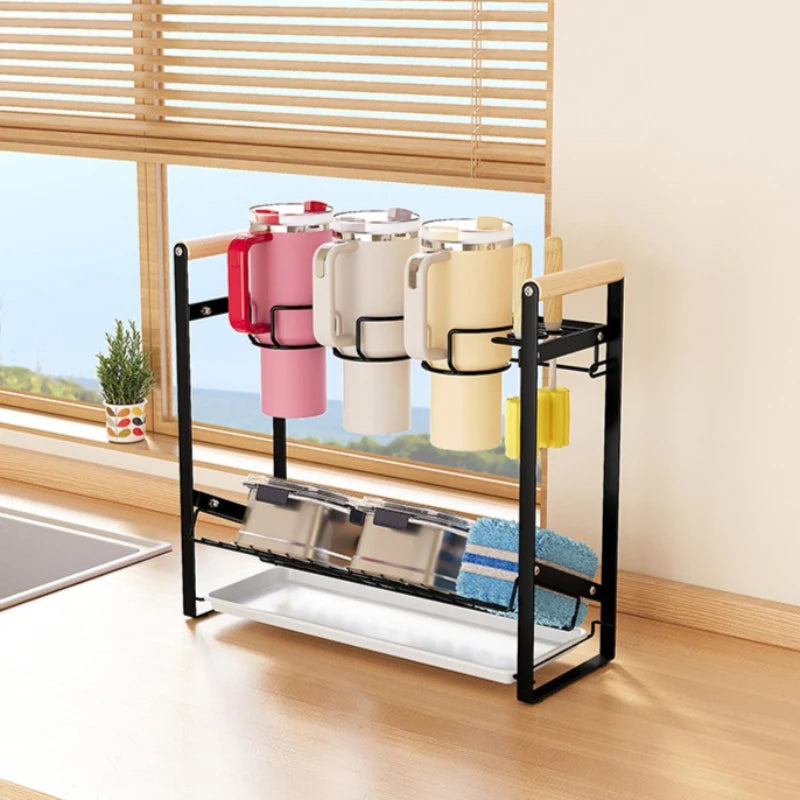 Bingba Cup Storage Rack Large Capacity Stanley Cup Rack Multifunctional Thermal Insulation Kettle Cold Water Cup Drain Rack Oasis Select