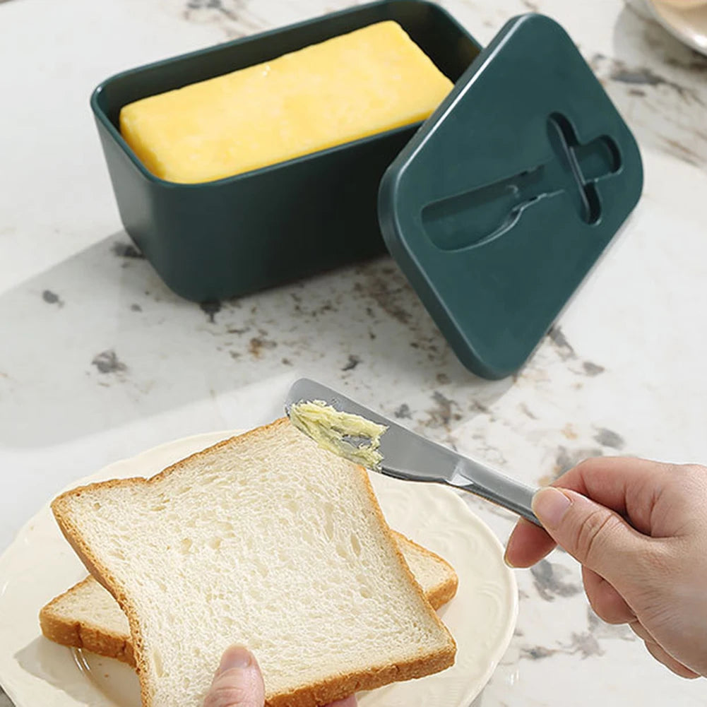 Butter Dish with Lid & Cutter – Airtight Fridge Storage Box