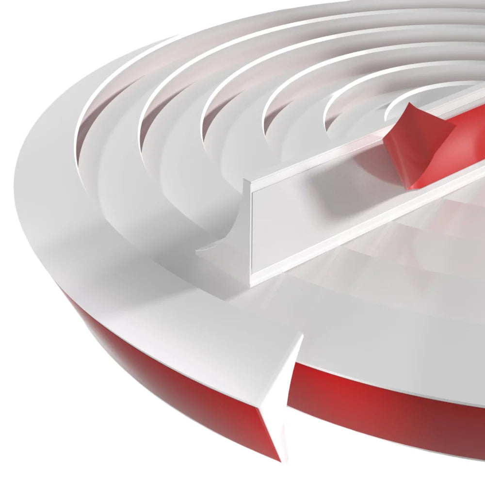 Silicone Quarter Round Molding Trim Flexible 1/2/3m Shoe Molding Peel and Stick Water Retaining Strip Oasis Select White-200cm