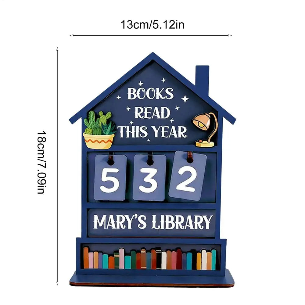 Books Read Tracker Manual Rustic Wooden Decorative Home Read Tracker Reading Sign Bookshelf Decor for Shelf Desk Table Display Oasis Select Blue