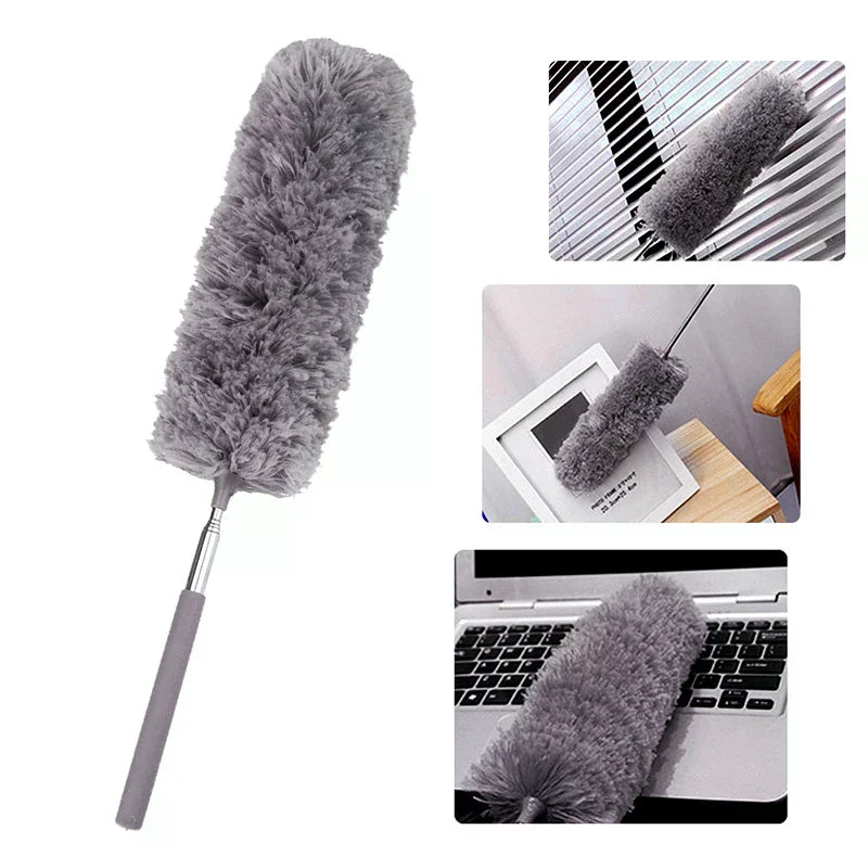Retractable Duster Stainless Steel Long Handle Dusting Brush Car Household Cleaning Tools Microfiber Dust Brush Oasis Select