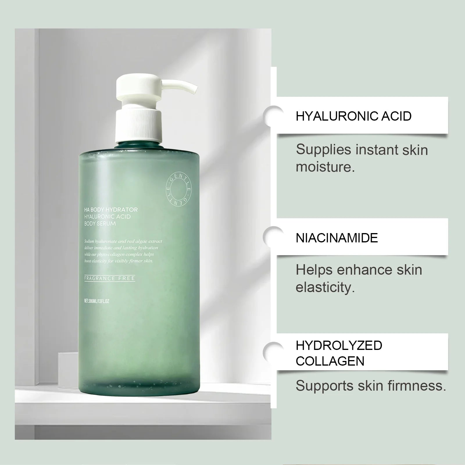 Hyaluronic Acid Body Serum Deep Hydrating Body Lotion for Smoother Plumper Looking Skin Lightweight Fast-Absorbing Body Care Oasis Select
