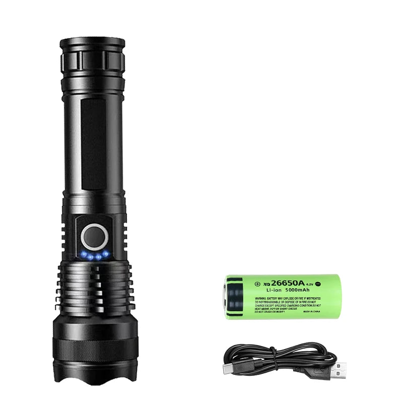 ZHIYU P50 Zoomable LED Tactical Flashlight – 500m Rechargeable