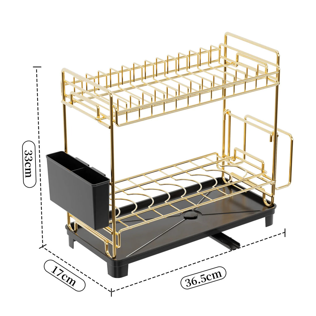 Kitchen Shelf Snap-on Dishwasher Side Tableware Drain Rack Narrow Cupboard Dish Storage Rack Oasis Select Black gold