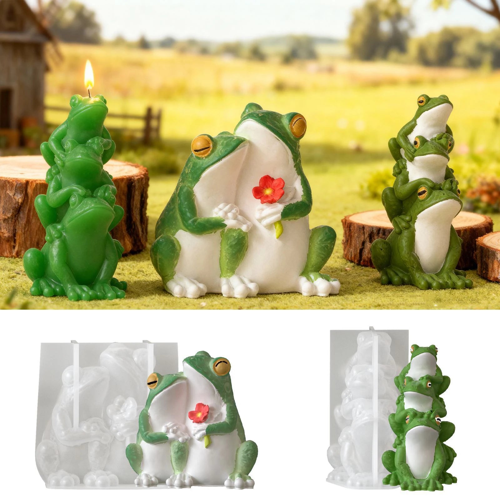 Easter Candle Silicone Mold Stacked Three Frogs And Two Frogs Candle Ornaments Plaster Mold Oasis Select