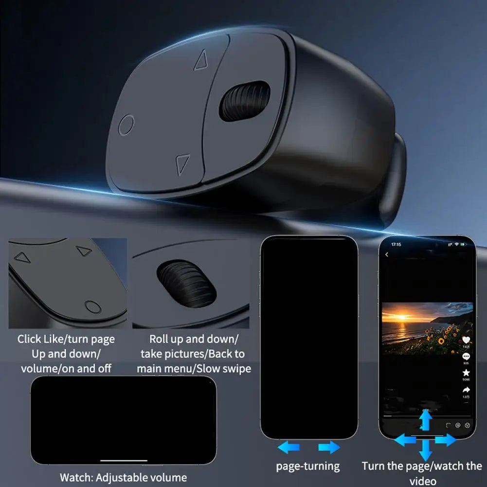 Bluetooth Finger Remote – Selfie, Scroll & Page Turner