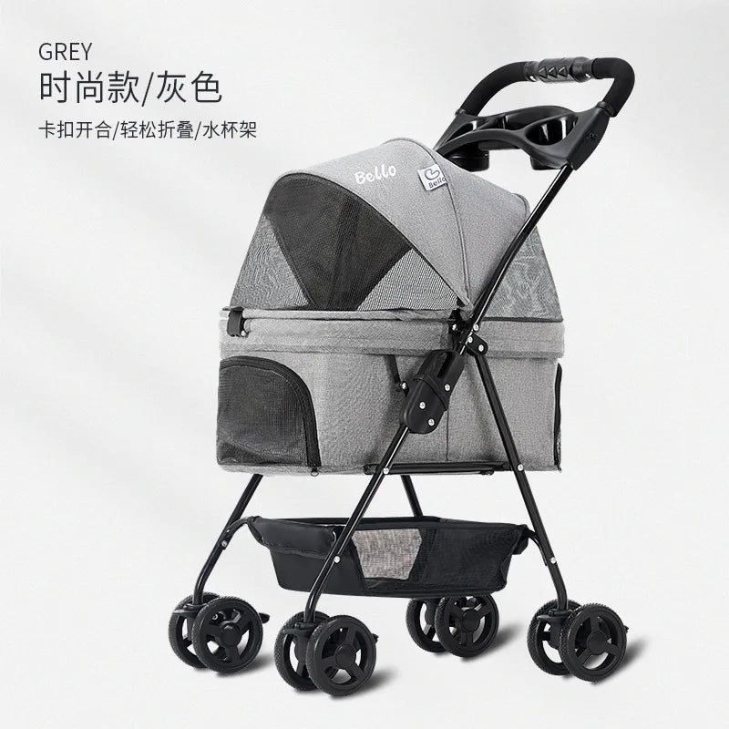 Bello SP02 manufacturer sells pet carts for foreign trade, lightweight foldable pet carts for dog outings Oasis Select grey S