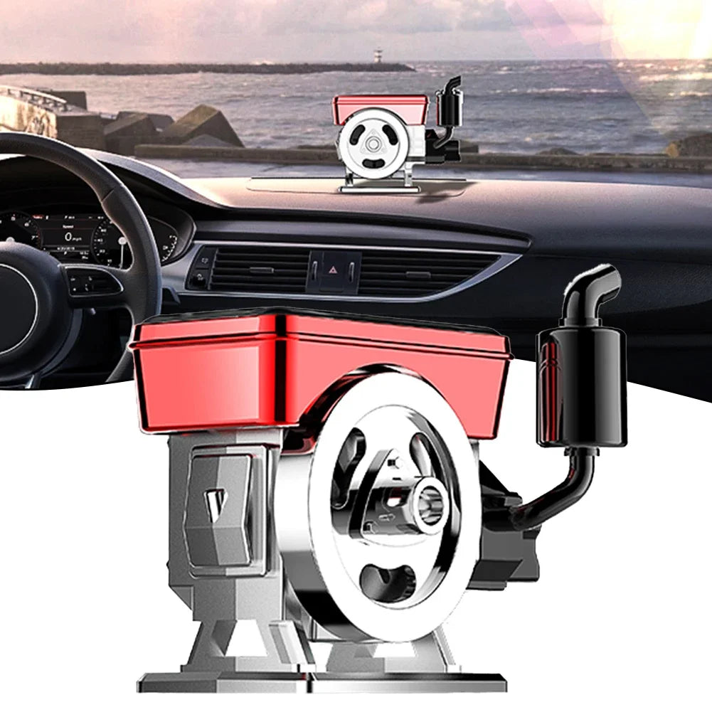 Car Diffuser With Solar Panel And Rotating Vintage Engine Feature Continuous Air Purification And Scent Release For Vehicles Oasis Select