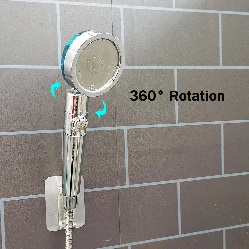Filtered Turbo Propeller Bathroom Shower Head High Pressure Water Saving Stop Button Showerhead Water Pressure Adjustable Shower Oasis Select