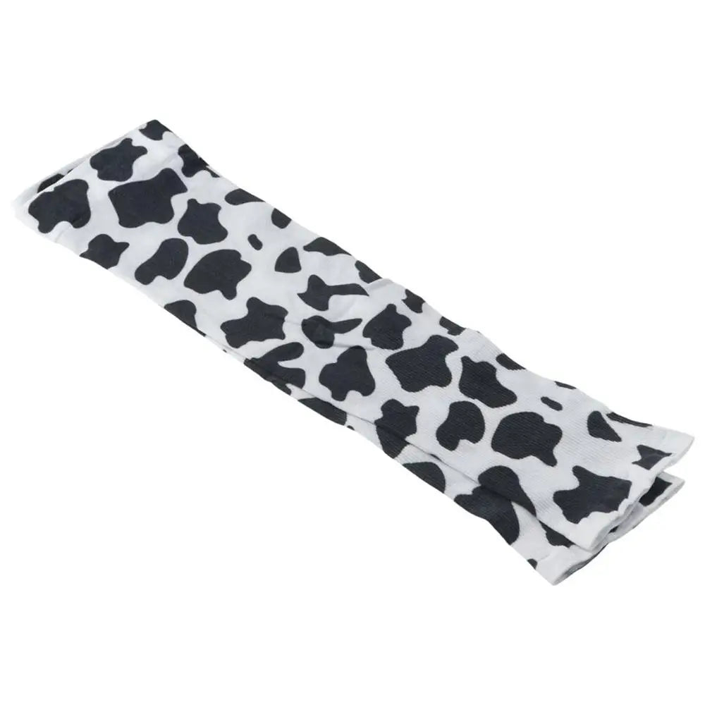 1Pair Durable Cow Pattern Ice Silk Sleeves Dacron UV Resistant Sleeve Cover Protection Thin Loose Ice Sleeves Outdoor Oasis Select