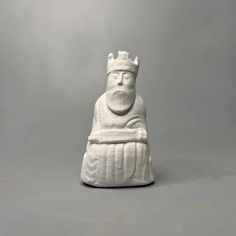 6pcs Plaster Chess Artistic Desk Statue Lewis Chess Replica Plaster Artwork Figures Sculpture Aesthetic Decor Room Ornament Oasis Select