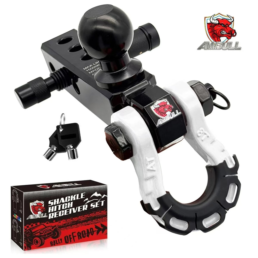 Three hole ball head trailer arm 2-inch base universal RV off-road rescue towing trailer black chrome ball head Oasis Select WHITE