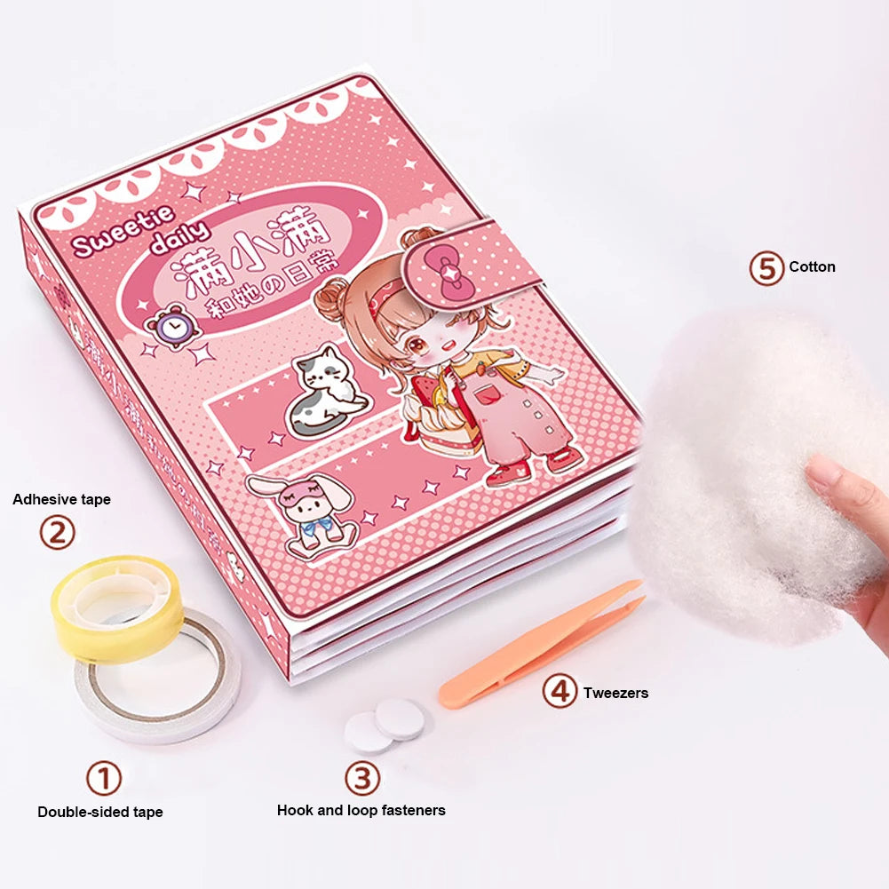 Creative Diy Animated Quiet Book Girl Dress Up Children's Educational Handmade Paper Book Doll Full Set Food Daily Life Oasis Select