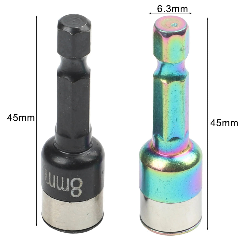 1/2pcs 8mm Hex Shank Impact- Socket Bits Power Nut Driver Drill Bits Chuck Adapter Driver Socket Wrench Tool Parts Oasis Select 2pcs