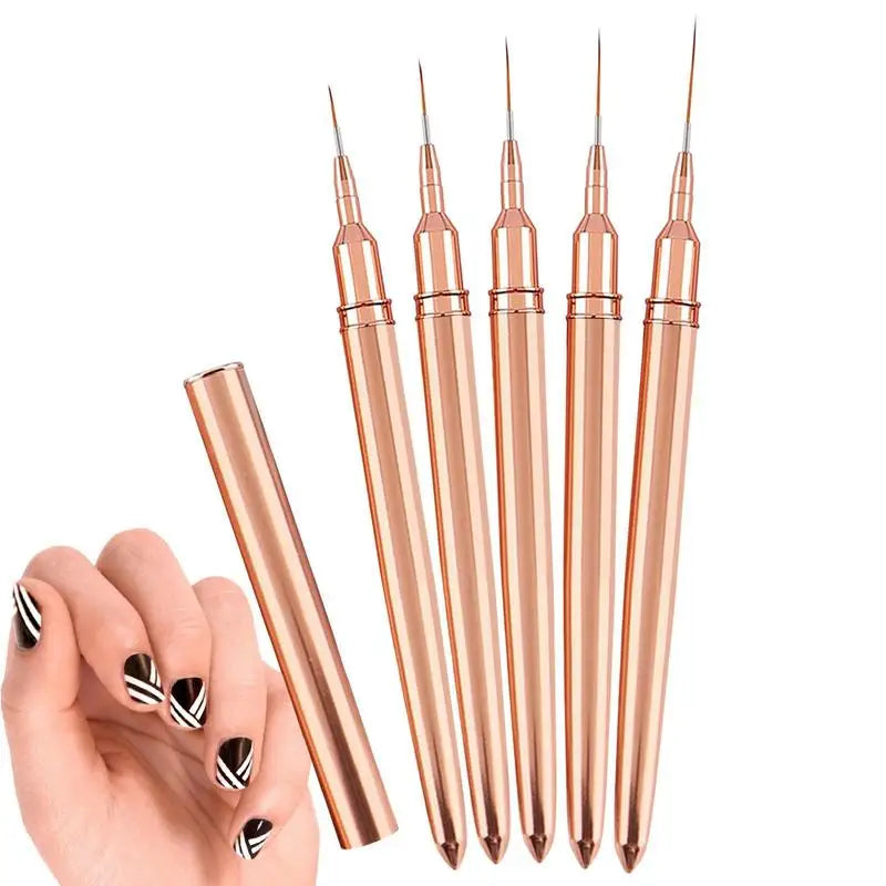 Nail Art Liner Brushes 5 Pcs Striping Nail Art Brushes Fine Liner Brush 5/8/13/20/25mm Detail Drawing Brush Painting Art Design Oasis Select