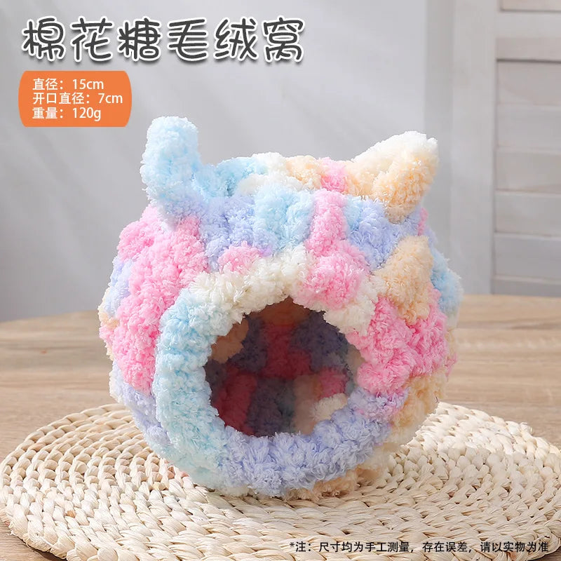 Parrot Round Thickened Cotton Bird Nest - Tiger Skin Peony Print, Winter Warmth for Small Pets, Cozy Hibernation Nest Oasis Select Marshmallow D 15cm