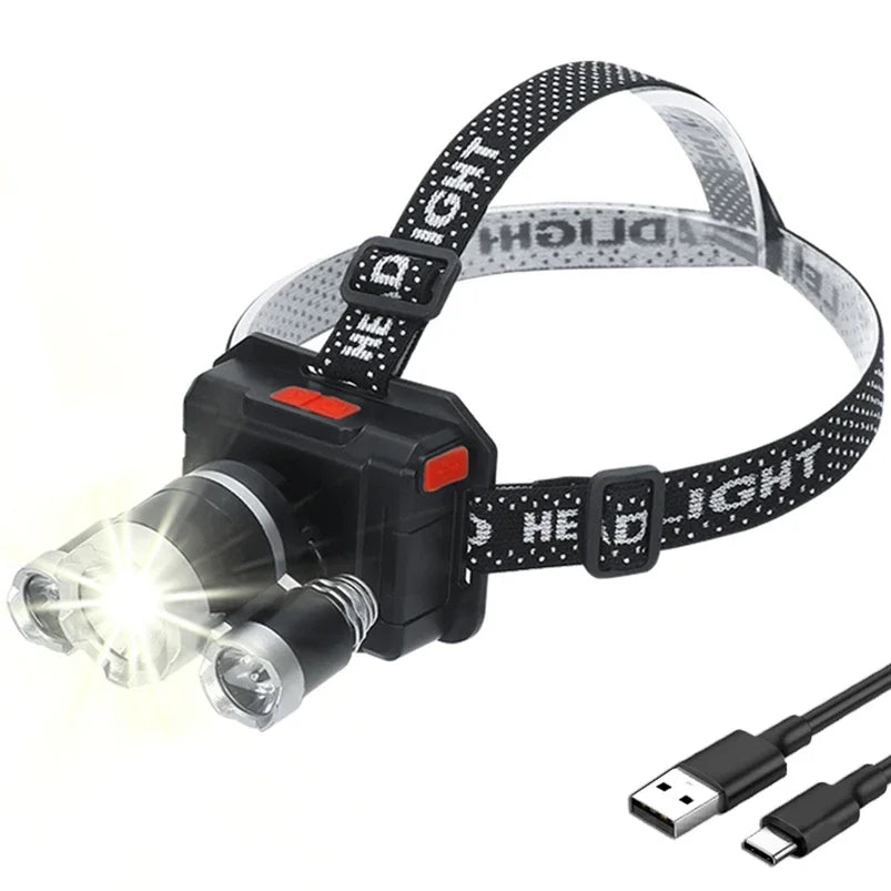 COB LED Induction Headlight 5 Lighting Modes USB Rechargeable Headlamp Adjustable 90° Torch Outdoor Camping Fishing Front Light Oasis Select Induction