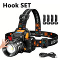Rechargeable Zoomable LED Headlamp – Waterproof, 3 Modes, 800m