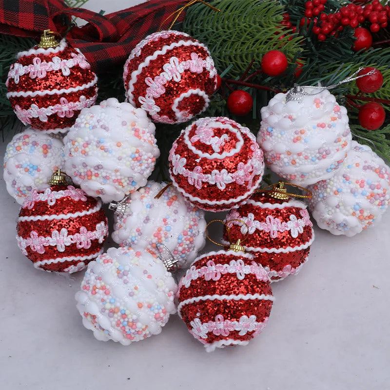 Christmas balls bubble balls Christmas tree creative decoration pendant 6cm Christmas color dots bob ball pendant Oasis Select