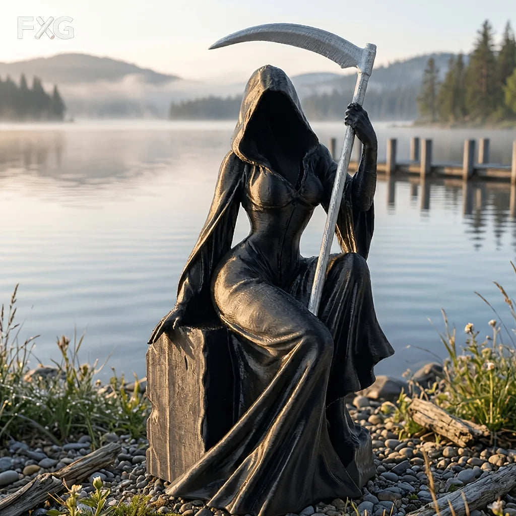 Grim Reaper Figurine Dark Gothic Statue Thames Riverside Sculpture Home Desk Shelf Decor Collectible Ornament Festival Gift Oasis Select