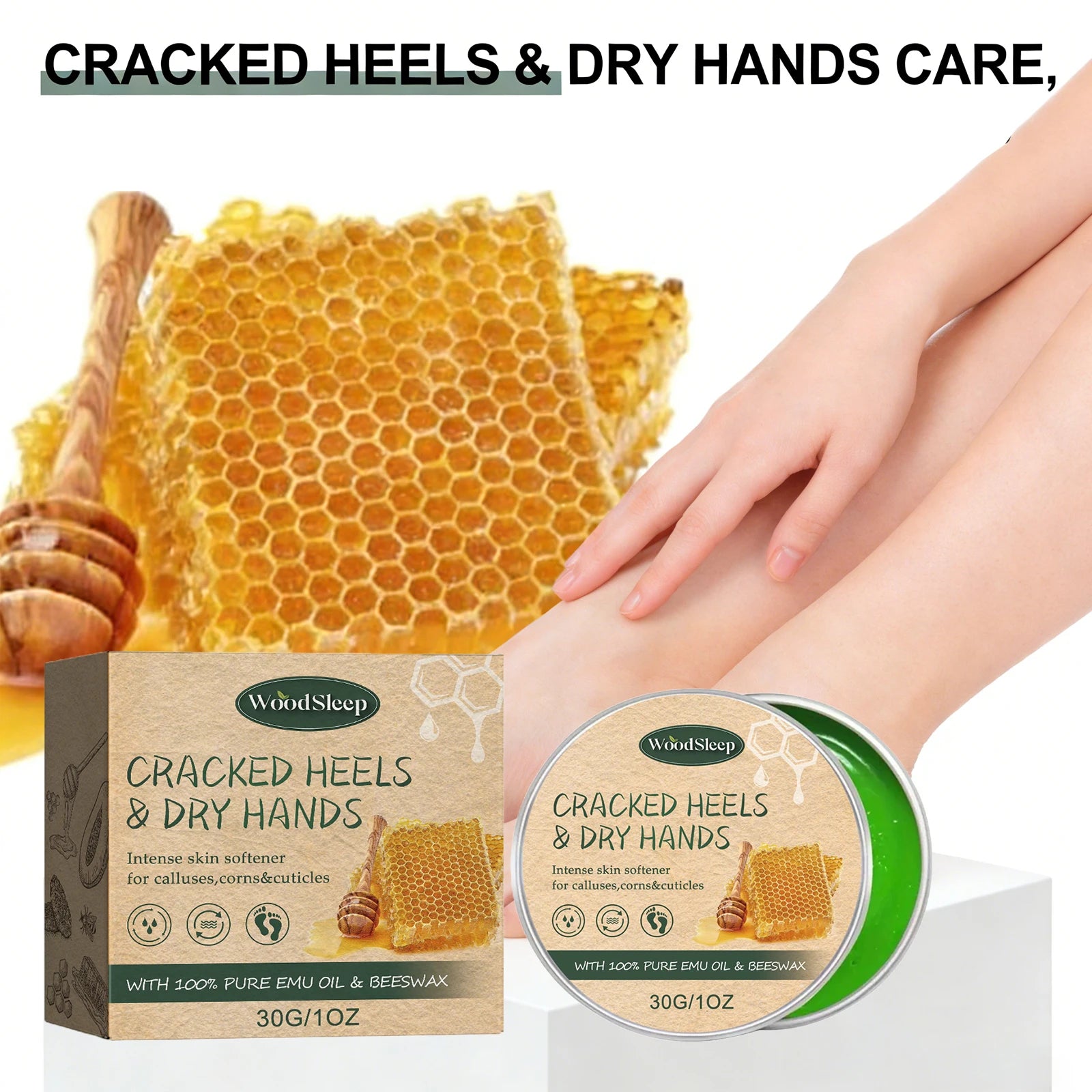 WOODSLEEP Cracked Heel & Hand Repair Cream – Deep Moisturizer Foot & Hand Cream Oasis Select