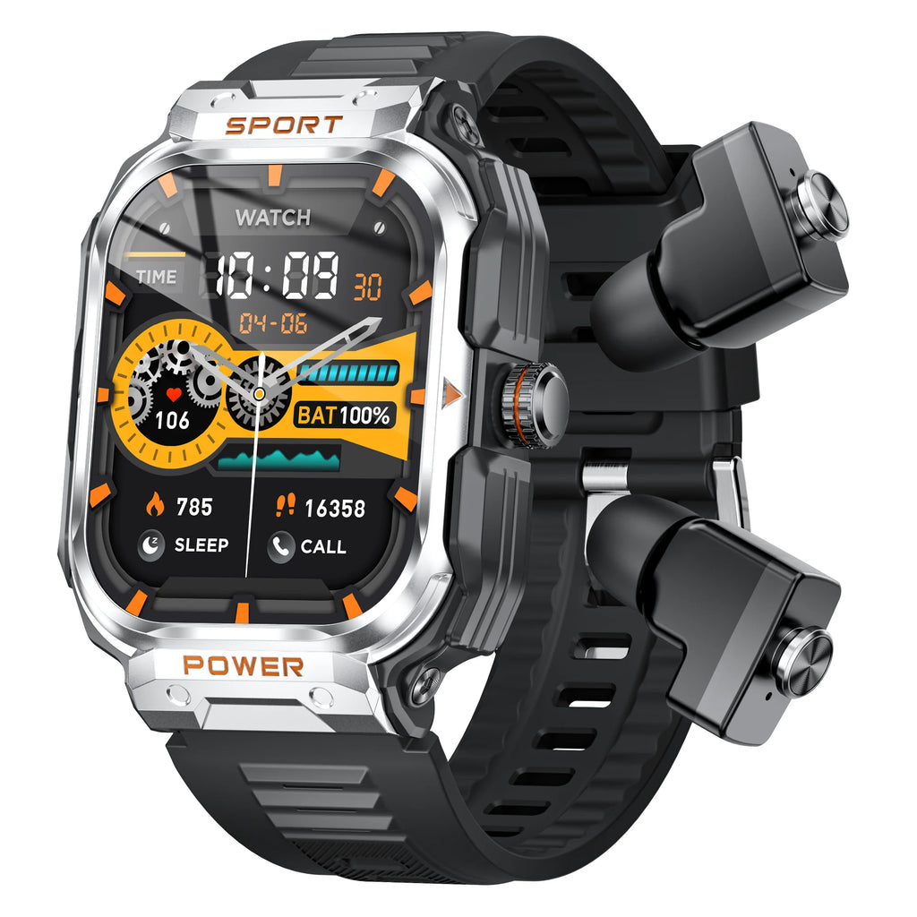 2-in-1 Smartwatch & Headphones 2.01" HD NFC Bluetooth 5.2