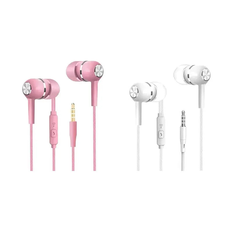 1/2/4pcs Mobile Wired Headphones Sport Earphone In Ear 3.5 Sport Earbuds Headset Mic Music Earphones for Phones Oasis Select Pink-White