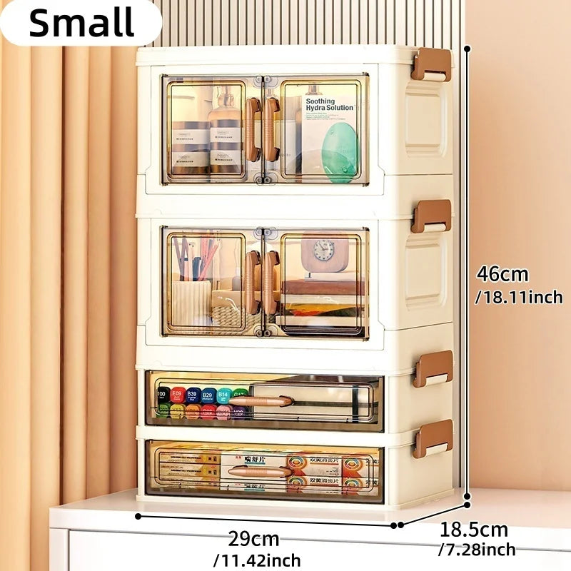 30/40cm Width, Foldable Desktop Organizer Multi-Layer Options,Cream Style Design,Perfect for Cosmetics，Stationery，Storage Box Oasis Select 30cm-2Large-2Small