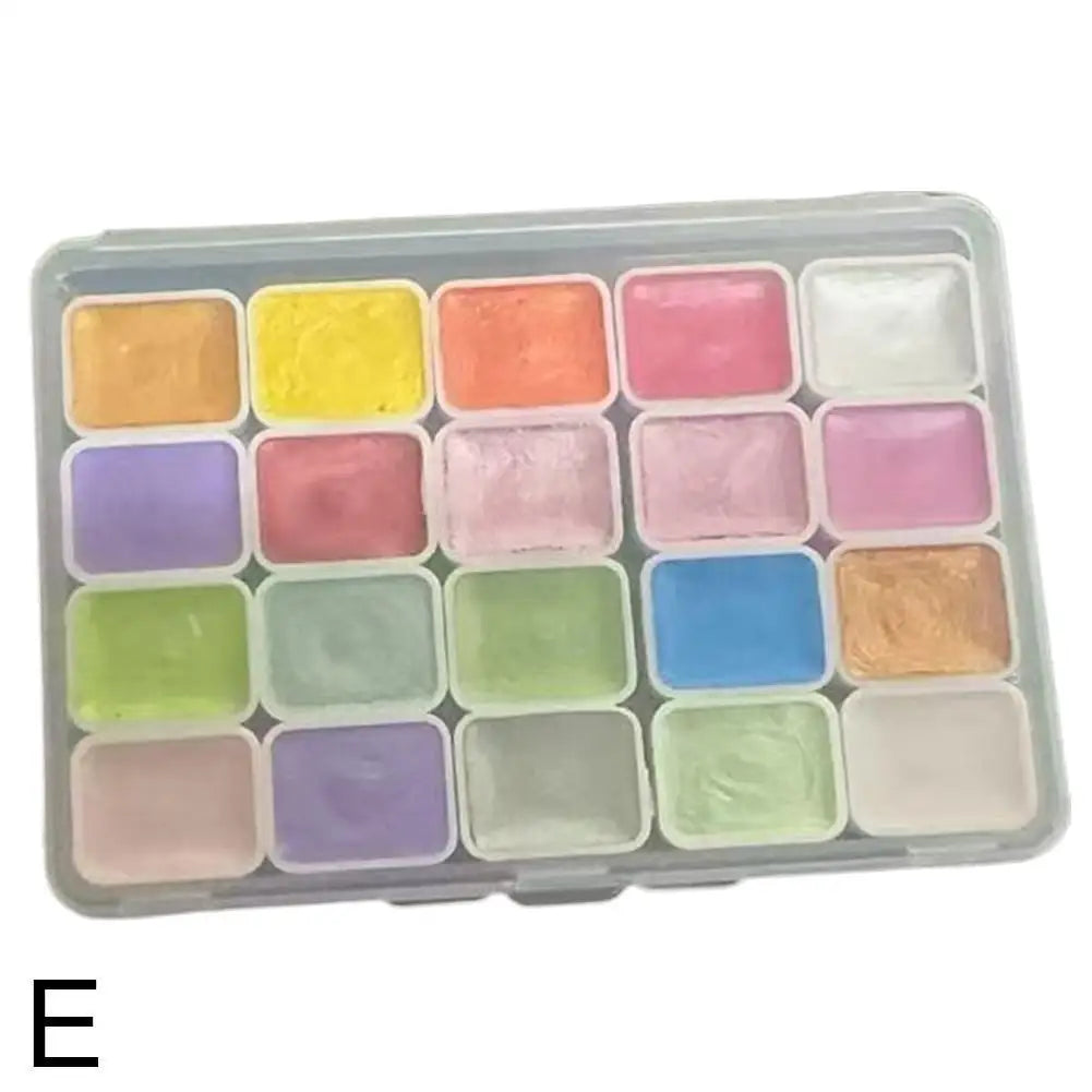 20-Color Pearl Metallic Watercolor Paint Set – Portable Case