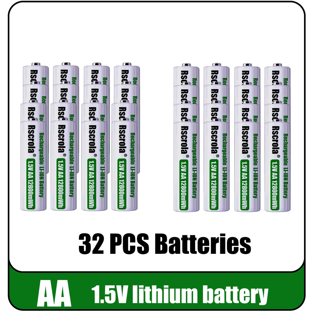 12800mWh 1.5V AA Battery Rechargeable Lithium-ion Battery AA Battery for remote control mouse fan Electric toy Oasis Select 32 PCS Batteries 1.5V China Mainland