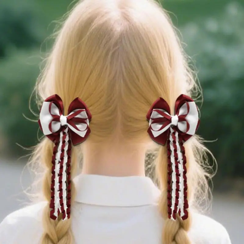 Festival Bow Hair Clips – Curly Ribbon Tassel Hairpins for Girls Hair Bow Clip Oasis Select