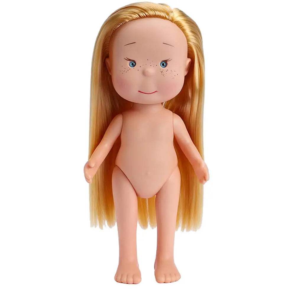 Realistic Vinyl Doll with Long Hair Unclothed Art Toy Collection Figurine Cute Face Freckles Play Doll Gift Toy Oasis Select Yellow