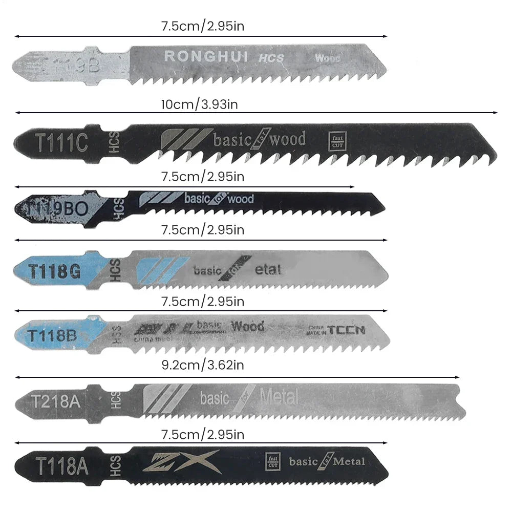 20 Pieces Jigsaw Blades Set T-Shaft HCS Assorted Jig Saw Blades for Wood Plastic and Metal Cutting for Black & Decker Metabo Oasis Select