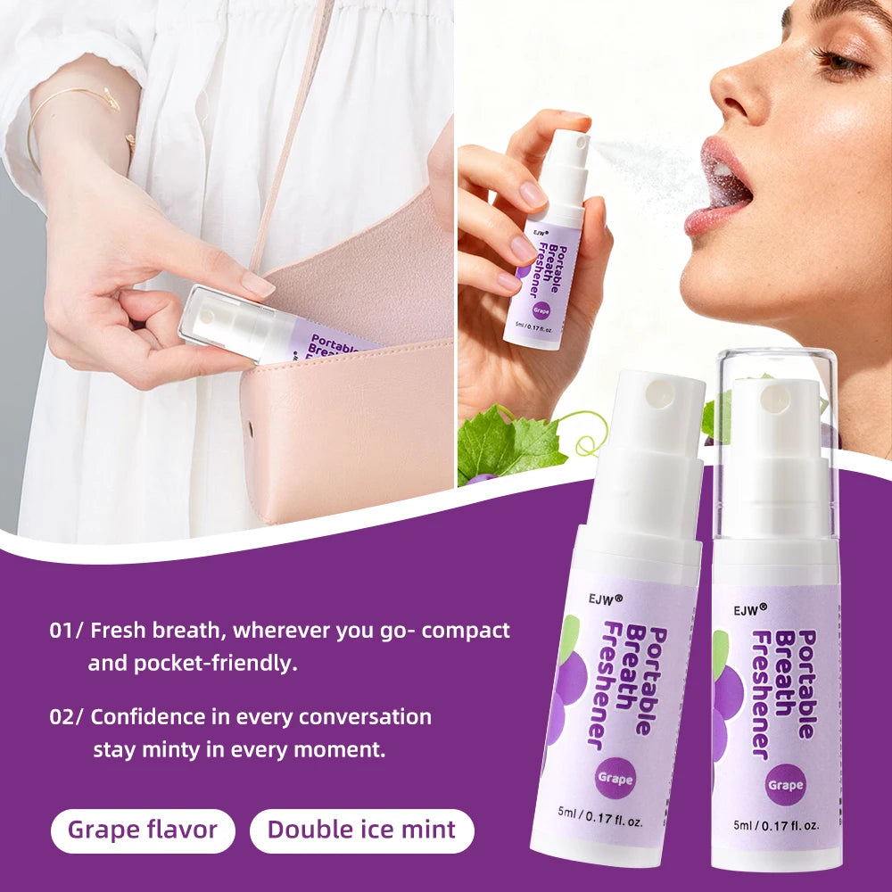 EJW Probiotic Oral Spray, Mint & Peach & Grape Flavor Combo, Breath Spray with Prebiotics , Long-Lasting Freshness Oasis Select