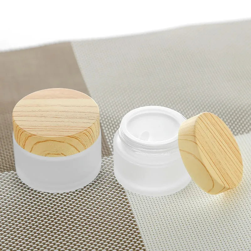 5g/10g/30g/50g Empty Glasses Cosmetic Makeup Jar Pots Frosted Sample Bottles Eyeshadow Face Cream Lip Balm Refillable Containers Oasis Select