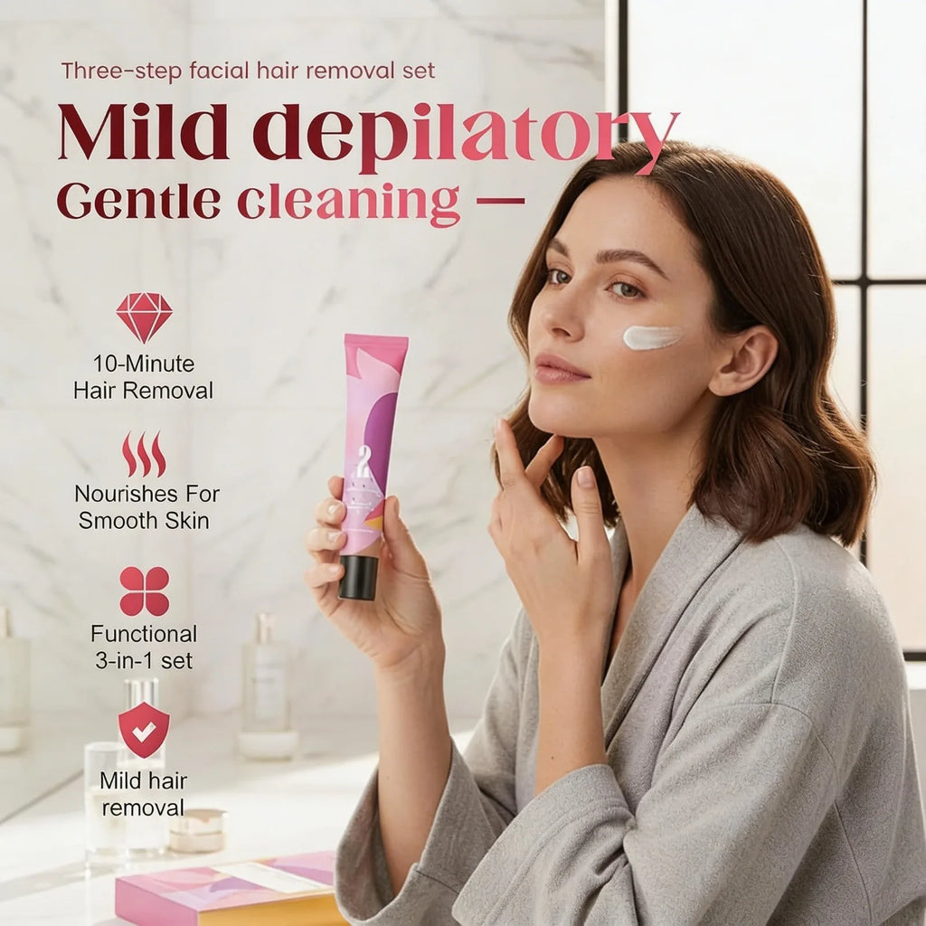 Facial Hair Removal Cream for Three Step Kit Lip Chin Upper Lip Women Home Use Gentle With Softening Gel Soothing Lotion Oasis Select