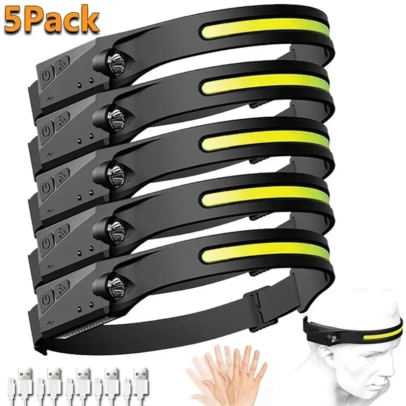 COB LED Rechargeable Headlamp – 5 Modes, Sensor, IPX4 | ZHIYU
