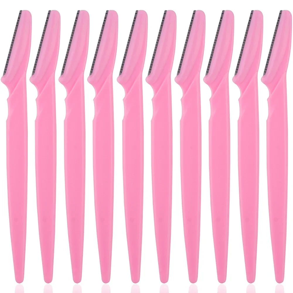 3/4/10Pcs Eyebrow Trimmer Face Blade Shaver Portable Eye Brow Epilation Hair Removal Safety Eyebrow Cutting Woman Makeup Tools Oasis Select 10Pcs Pink