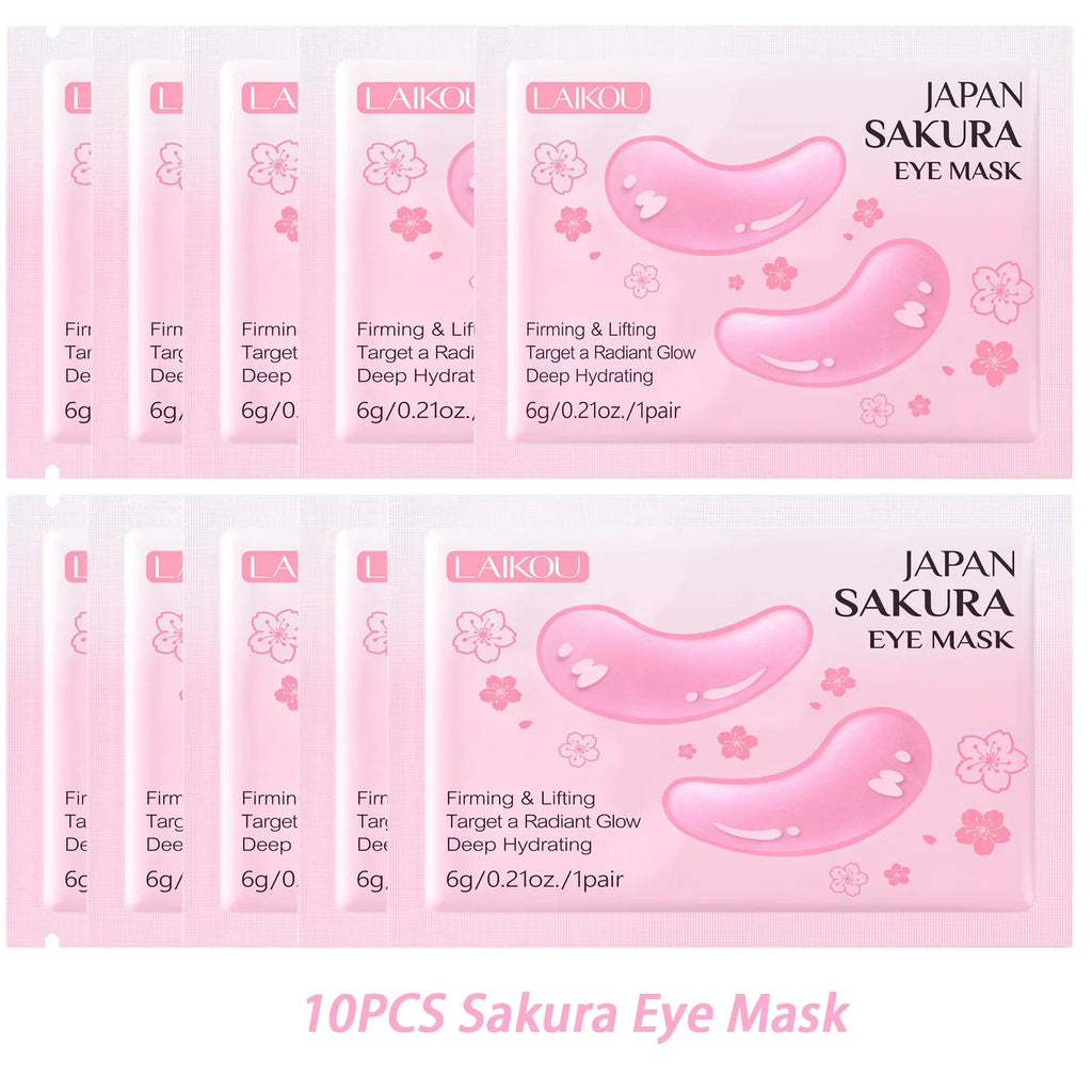 LAIKOU Japan Sakura Eye Mask Firming Hydrating Under Eye Patches Anti Dark Circles Puffy Eyes Oasis Select 10 PCS