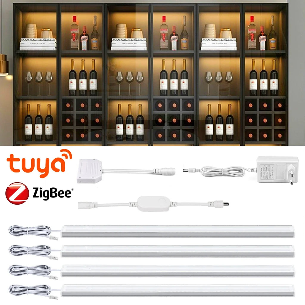 Smart Zigbee Cabinet Lighting 12V Tuya Dimmable Under Cabinet Lamp 12V 30CM 40CM 50CM LED Bar Light for Closet Wardrobe Lighting Oasis Select