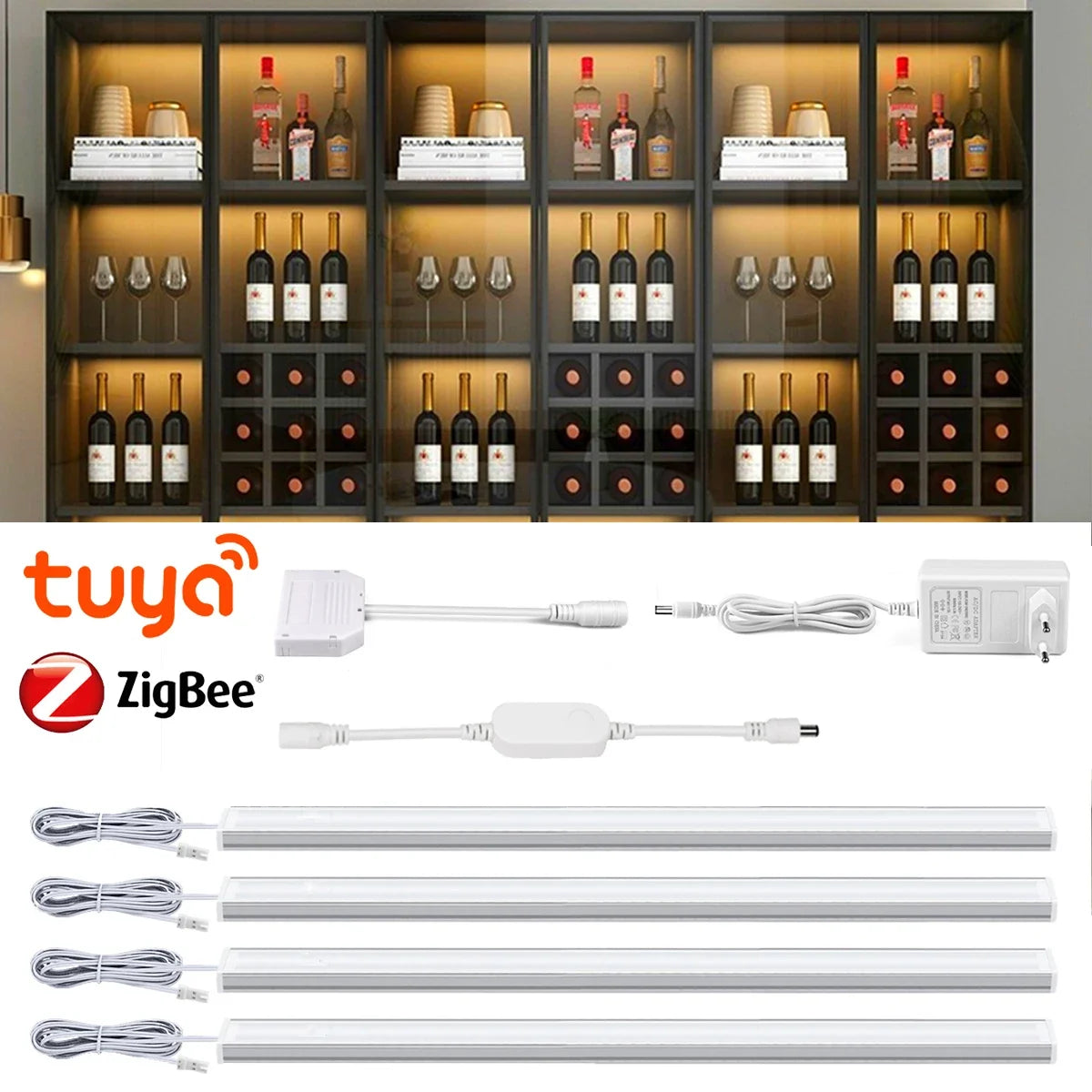 Smart Zigbee Cabinet Lighting 12V Tuya Dimmable Under Cabinet Lamp 12V 30CM 40CM 50CM LED Bar Light for Closet Wardrobe Lighting Oasis Select